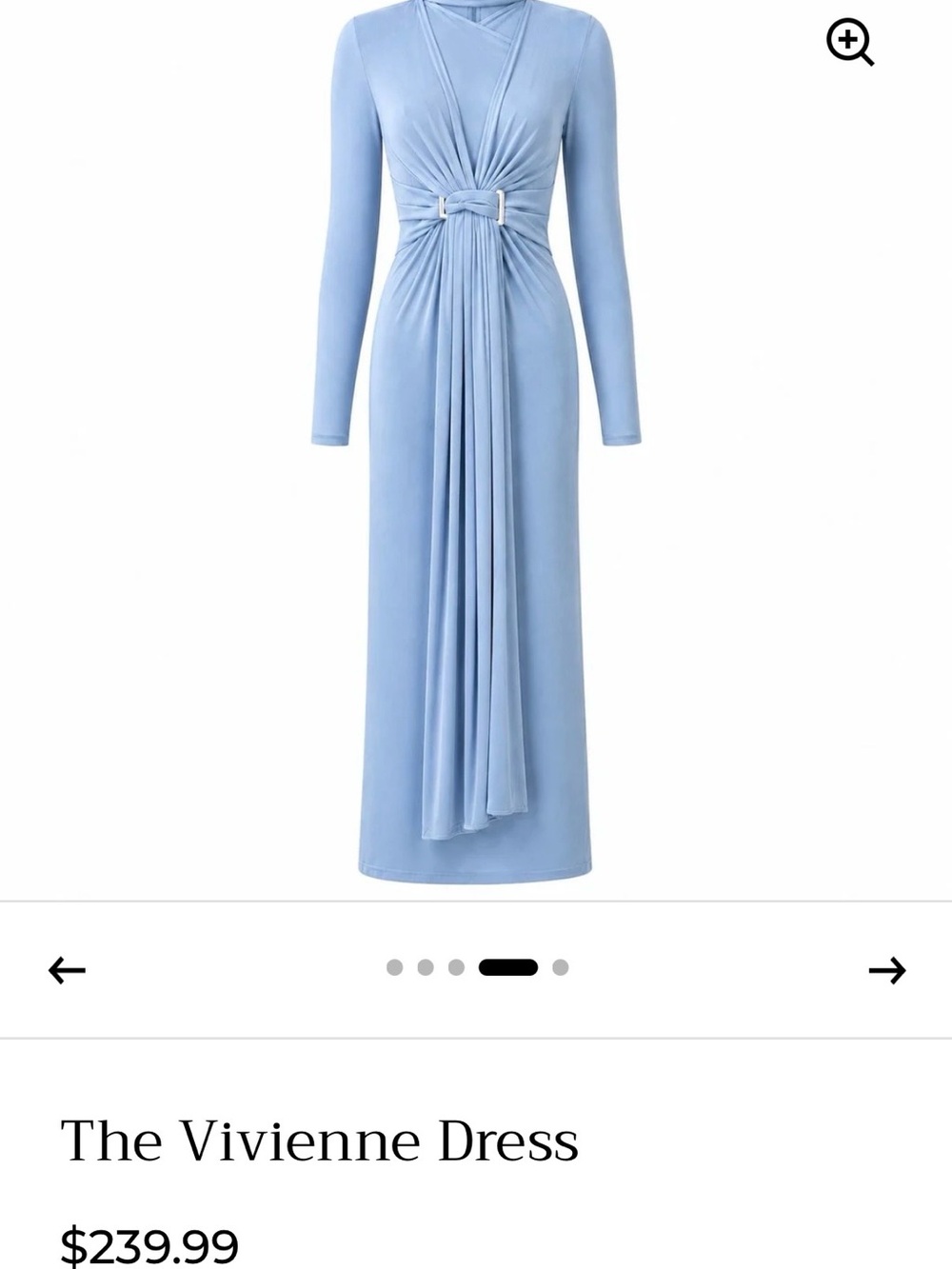 Elegant Draped Long-Sleeve Maxi Dress in Light Blue